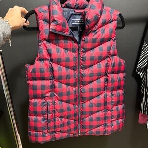 Lands' End Red and Navy Checkered Vest